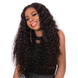 13x4 Deep Curly Lace Front Human Hair Wigs With Baby Hair 130% Density Natural Color Brazilian Wig