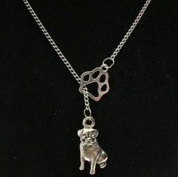 Hot Fashion Vintage Silver Infinity Symbol Connexions Cat/Dog Paw&Bull Dog Pug Dog Charms Pendant Necklace Jewellery