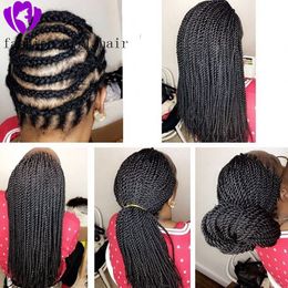 Long Braided Synthetic Lace Front Wigs Heat Resistant Black Twist Braids with Baby Hair Natural Braid Wig for Black Women