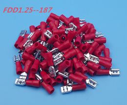 1000Pcs Crimp Terminal Connector Red FDD1.25-187 4.8mm16-22 AWG Insulated Female Spade Wire