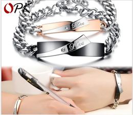Fashion Trend Gifts Streamlined Titanium Steel Bracelet for Couples
