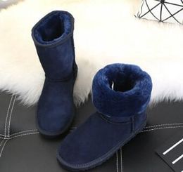 New Real Cow Split Kid Boys Girls Children Baby Warm Snow Boots Teenage Students Snow Winter Boots Shoes Size 25-34