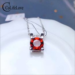 CoLife Jewelry classic garnet pendant for young girl 8mm natural garnet pendant 925 silver garnet jewelry for daily wear