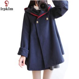 Capa de invierno para mujer Cape de lana de lana Chaqueta larga coreana mujer lolita chaqueta más tamaño de lana abrigos 2018 nueva capa de moda CH420