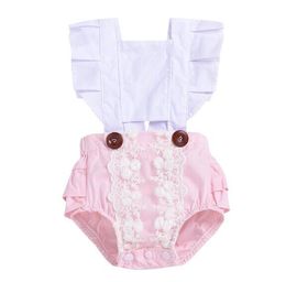 Baby lace romper INS infant flying Sleeve Jumpsuits 2019 summer fashion kids Boutique clothing sweet ruffle girls onesie C5448