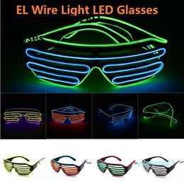 Wholesale-EL Wire Light LED Glasses Bright Light Party Glasses Club Bar Performance Glow Party DJ Dance Eyeglasses 11colors 30pcs M937