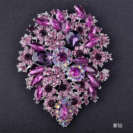 New Bridal brooches pin Large Colourful Rhinestone Crystal Flower Big Brooch Bouquet Wedding Jewellery Best Quality Free DHL