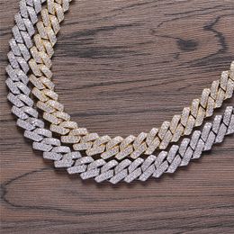 13mm Width Gold Silver Colour Mens Micro Paved CZ Miami Cuban Chains Necklaces Hiphop Mens Iced CZ Fashion Jewellery Gift