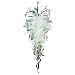 Pretty White and Green Murano Chandelier Wedding Decorative Blown Glass Large Pendant Lamps Art Designed Modern Crystal Light,LR1131