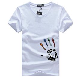 Camiseta de moda masculina 2019 verão manga curta gola redonda camiseta plus size estampada de algodão casual com 6 cores tamanho S-5XL