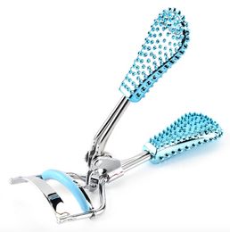 Stainless Steel Eyelashes Curler Protable Colorful Eye Lashes Clip Tweezer Non-slip Handle Vacuum plated bead handle Beauty Makeup Tool
