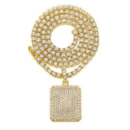 Fashion-Hip Hop Necklace Jewellery Fashion Gold Iced Out Chain Full Rhinestone Dog Tag Pendant Necklaces