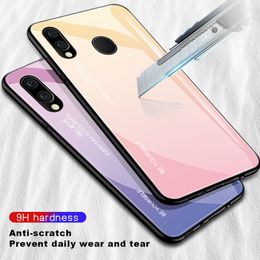 2021 Fashion Stain resistant Gradient Tempered Glass Phone Cases Shockproof For Samsung Galaxy S9 S10 Note 9 Back Cover Shell