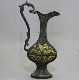 Manufacturers wholesale collection vintage old antiques miscellaneous crafts Xuande brass gilt wine glass jug