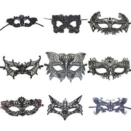 masquerade dresses for sale Canada - Halloween Masquerade Black Sexy Lady Lace Mask Cutout Eye Mask Blinder For Fancy Dress Costume Party Fancy Cosplay Hot Sale