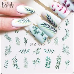 25pcs/lot Water Nail Decal and Sticker Flower Leaf Tree Green Simple Summer Slider for Manicure Nail Art Watermark Tips CHSTZ824-844