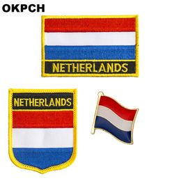 Netherlands flag patch badge 3pcs a Set Patches for Clothing DIY Decoration PT0076-3
