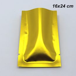 16x24cm Matte Gold Open Top Aluminum Foil Vacuum Heat Sealing Pack Bag for Coffee Tea Powder Mylar Foil Heat Seal Storage Pouch for Dry Food