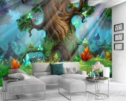 Wall Murals Wallpaper Cartoon Fantasy Huge Tree Customise Your Favourite Silk Wallpaper