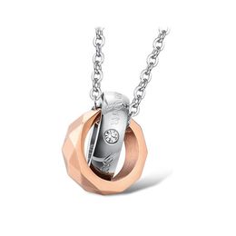 Fashion- Pendant Necklace Exquisite Titanium Steel Ring Interlocking Necklace Fashion Creative Ring Necklace Exquisite Gift Jewellery Chain