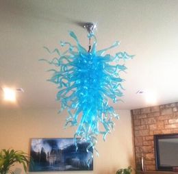 Lamps Modern 100% Mouth Blown Chandeliers Lighting Energy Saving Turquoise Chandelier Glass Art Pendant Lamp Designs for Home Decor