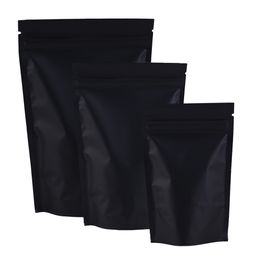 100pcs/lot MatteBlack Mylar Foil Reclosable Stand Up Pouches Tear Notch Zip Lock Packing Bag 3.25x5in/ 8.5x13cm