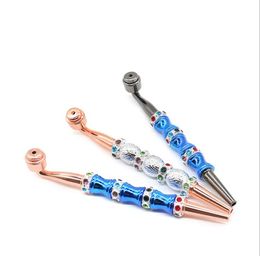 Creative new water drill beads splicing removable metal pipe long cigarette mouth with cover straight pipe pipe