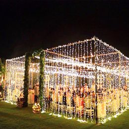-3 x 3m LED ICicle LED Vorhang Fairy String Light Fairy Light 300 LED -Weihnachtslicht für Hochzeitshausgarten Party Dekor Dekor