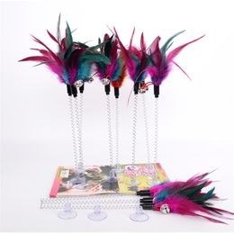 Suction cup spring Bell feathers Pet tease cat and stick Colour interactive teasing cat toys Fishes deity to amuse the cat pole