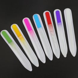 Hot Selling Beauty Gradient 9cm Wholesale Durable Mixed Colour Glass Nail File Nail Polished Tool