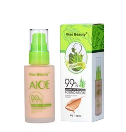 40ml Aloe Foundation Powder Kiss Beauty Liquid foundation Makeup Kiss Face Beauty Foundation 2 Colours DHL Shipping