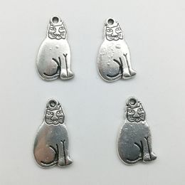 50pcs/Lot Fat cat Alloy Charms Pendant Retro Jewellery Making DIY Keychain Ancient Silver Pendant For Bracelet Earrings Necklace 19*11mm