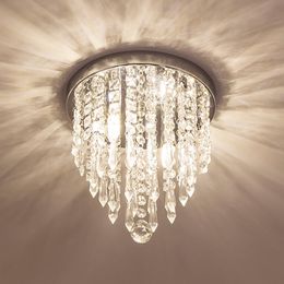 Modern Mini Crystal Chandelier Lighting 2 G9 Lights Flush Mount Ceiling Light H10.4'' x W8.66'' for Bedroom Hallway Bar Kitchen Bathroom