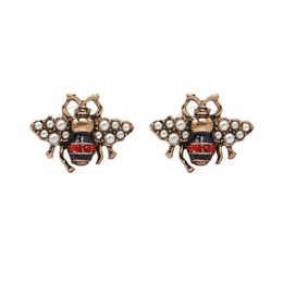Vintage bee Stud Earring cute Pearl Rhinestone Cute Bee Earring Gift for Love Fashion Jewelry Accessories
