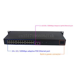 Freeshipping POE switch 24 port 10 / 100Mbps port POE power supply and 2-port Gigabit uplink port 48V POE IP cameras and wireless AP