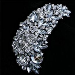 4.75 Inch Huge Size Clear Crystal Brooch Rhinestone Diamante Bridal Brooch Lady's Rose Flower Pin