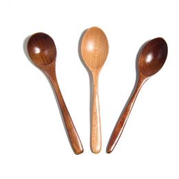 Wood Spoon Dinner Tableware Soup Tea Honey Coffee Spoon Kitchen Flatware Eco-Friendly Retro Wooden Tableware HHA1431