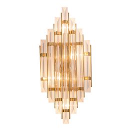 New Arrival 2020 American Luxury Gold Metal Plated Led Wall Lamp Scones Lustre Crystal Shades Living Room Wall Indoor Lamp Fixtures Lighting