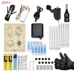 Atomus Profesional Tattoo Machine Kit Neddles and Grips Bandage Clip Cord Rotary Tattoo Machine Clip Cord for Beginner