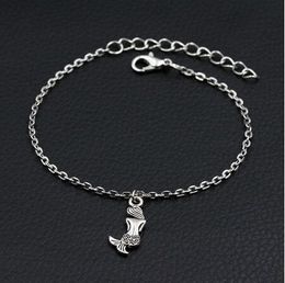 20pcs/lot Mermaid Charms Bracelet Antique Silver Initial Bracelet DIY Handmade Link Chain Bracelet Women