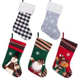 Christmas Stocking Bag Santa Snowman Deer Snowflake Candy Gift Bag Xmas Tree Hanging Ornament New Christmas Hanging Socks
