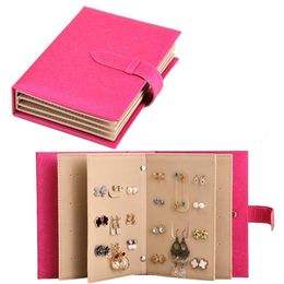 Jewellery Organizer, Portable Travel Jewellery Case Pu Leather Earring Holder with Book Design