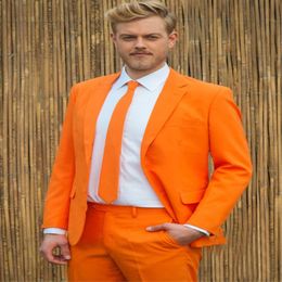 Orange Groom Tuxedos Notch Lapel Men Wedding Tuxedo New Fashion Men Jacket Blazer Men Prom Dinner/Darty Suit(Jacket+Pants+Tie) 1507