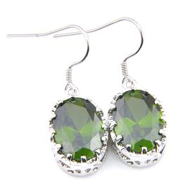 luckyshine mothers day girt cut oval green peridot drop earrings 925 silver for women earrings Jewellery american australia earrings