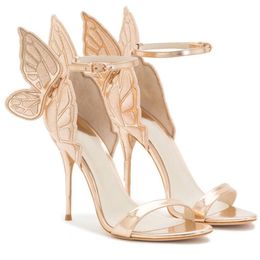 Heiße Verkauf Art und Weise Frauen Engels Flügel Sandelholze Gladiator Knöchel Bügel hohe Absätze stickten Großhandel Wing Butterfly Sandals Damen Schuhe Lackleder High Heels Absatz Heels Party Pumps Süße Erstaunliche Alias Echte Bilder Größe 42 Von