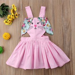 Easter Girls Dresses Rabbit Ears Baby Girl Straps Skirts Bunny Suspender Backless Dress INS Kids Clothing Free Shipping DHW2200