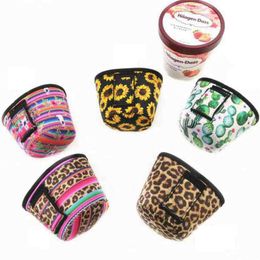 Neoprene Ice Cream Cover Leopard Print Sunflower Can Cooler Covers Cactus Lolly Bags Ice Cream Holder ZZA2215 300Pcs