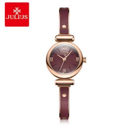 2024 New Vintage compact fashion quartz women's watch Arrival Women's Slim Bangle Red Wine Romantic Ladies Dress Bracelet Watch