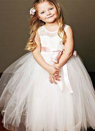 Boutique Flower Girl Dress Tull Lace Gowns For Wedding First Communion Gowns Custom Made For Size Colour
