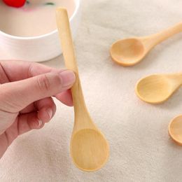 Wooden Spoon Ecofriendly Tableware Soup Scoop Coffee Honey Tea Round Head Wooden Spoon Stirrer High-quality 1000pcs T1I2020